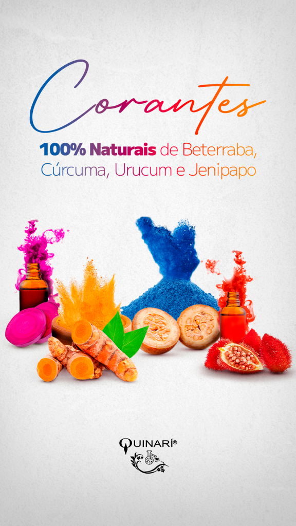 Corantes 100% Naturais de Cúrcuma, Urucum, Beterraba e Jenipapo