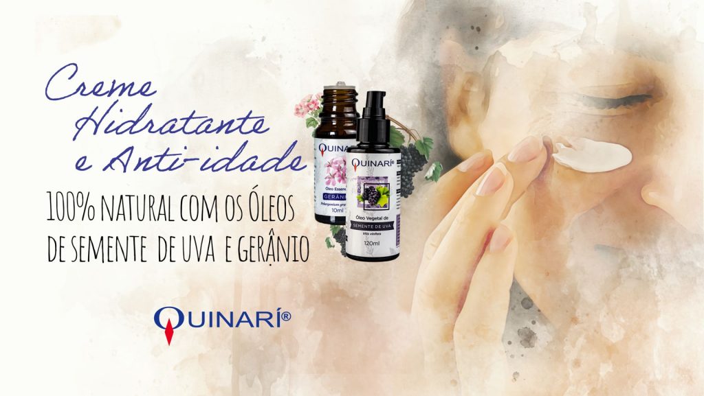 Creme Hidratante e Anti Idade com Óleos de Semente de Uva e Gerânio
